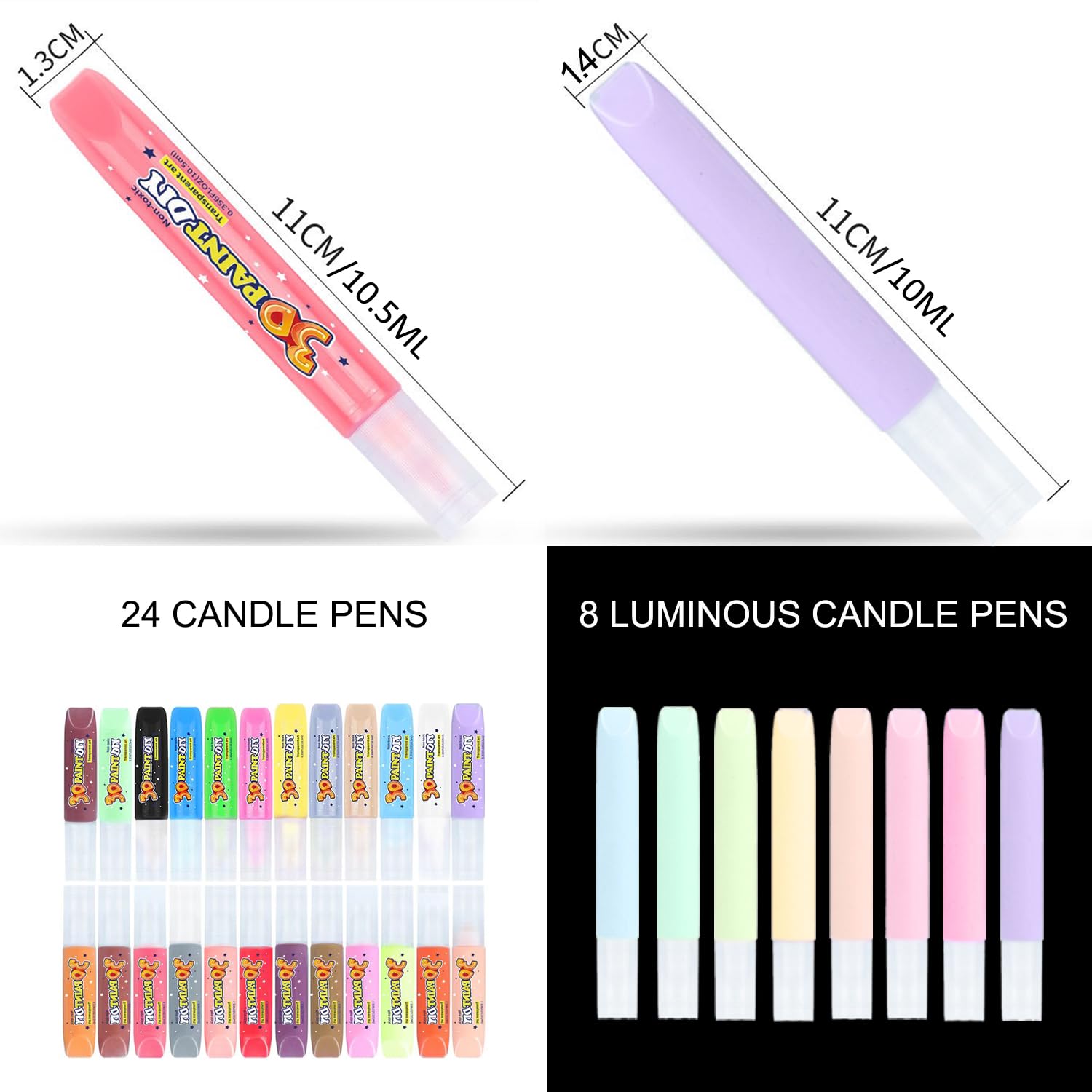 24 Crayons De Cire Pour Bougies - 10 Ml Chacun, 24 Couleurs, Pour Décorer Bougies DIY, Créations Manuelles