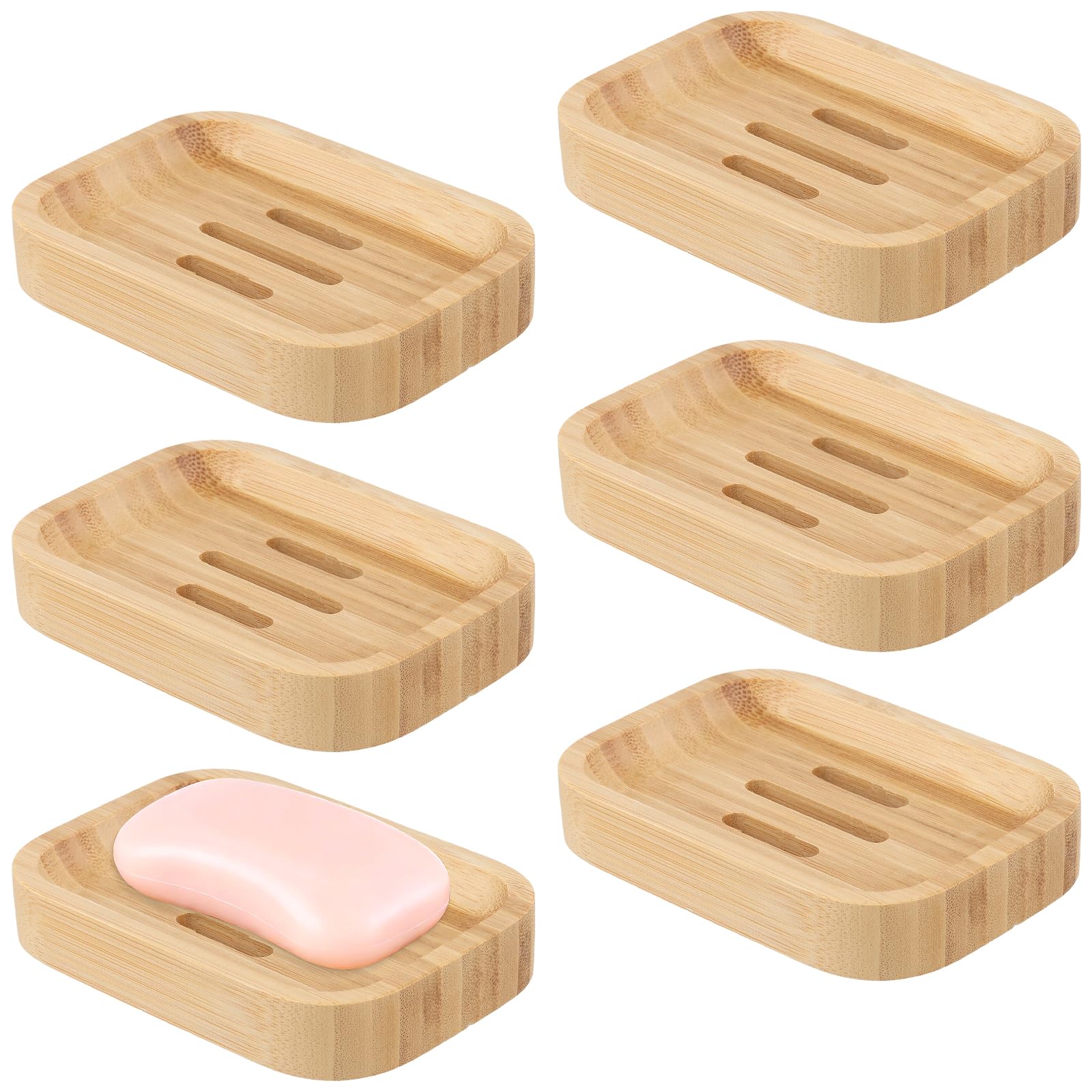 Porte-savon en bambou lot de 6 pour support de savon solide et douche