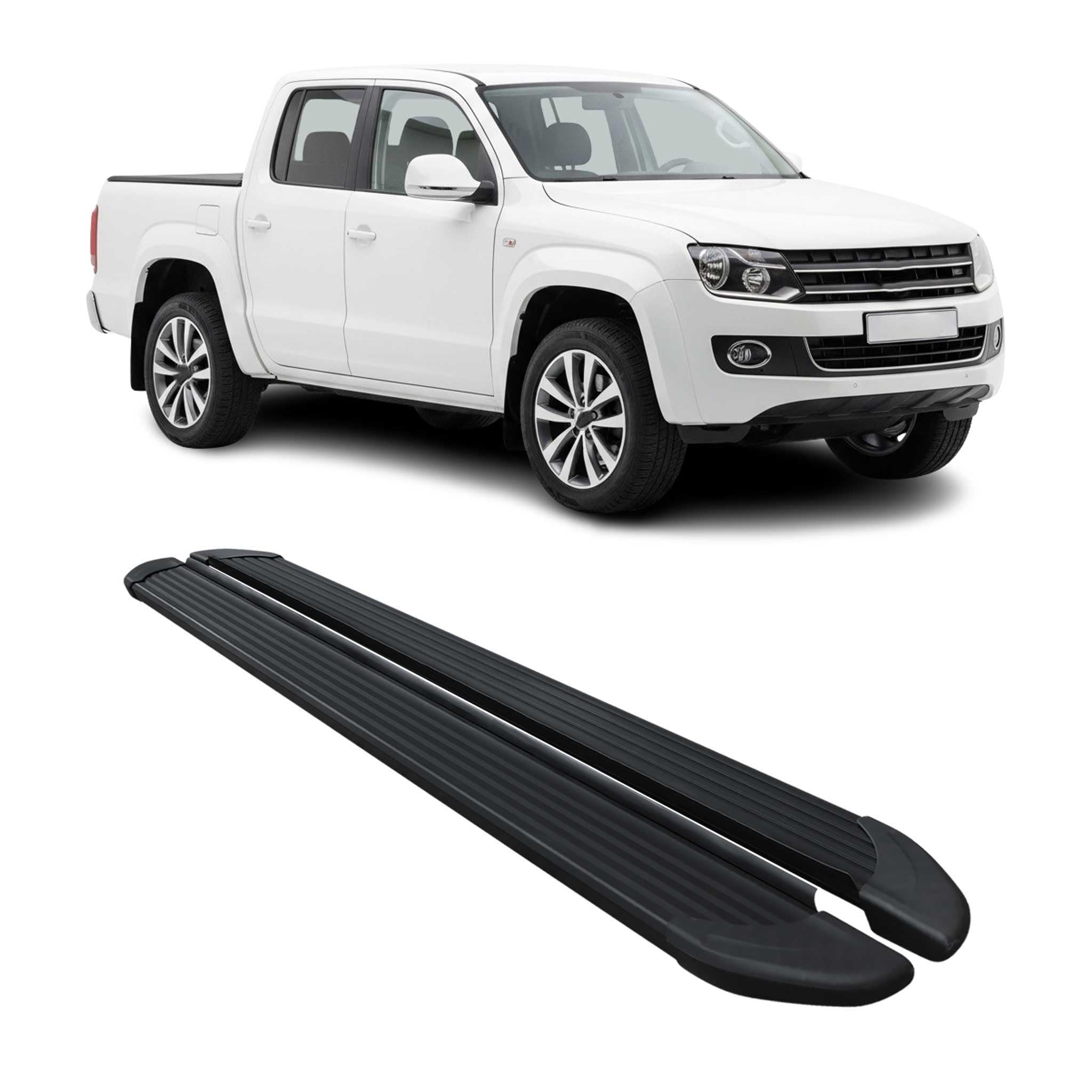 Marchepieds Latéraux pédale pour VW Amarok Double Cab 2010-2022 Noir Alu 2Pcs
