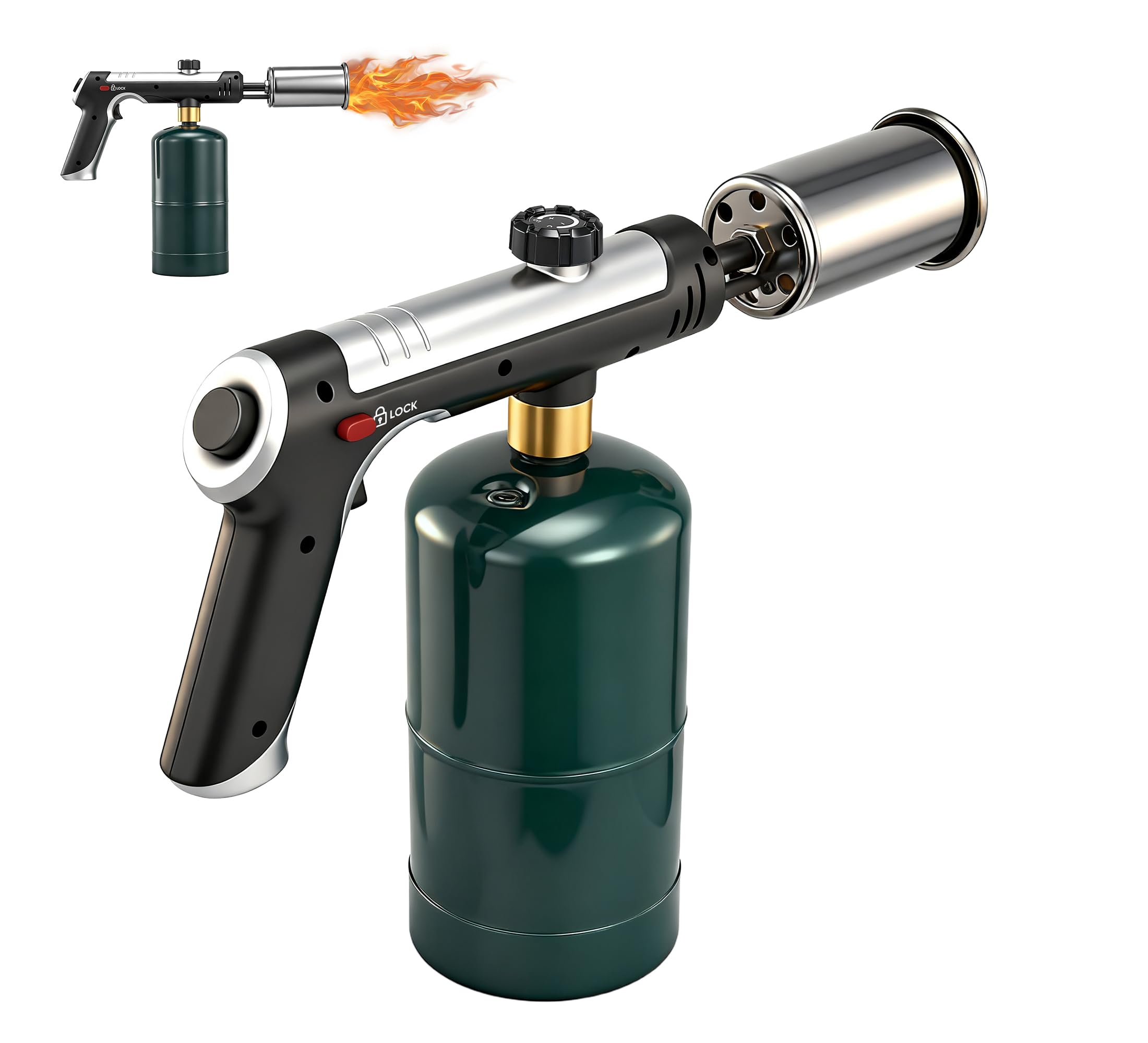 SakerNeo Professional Adjustable Propane Torch - 3272°F High Temp Flame, Instant Ignition for Grilling, Charcoal, Soldering & Outdoor Cooking (Works