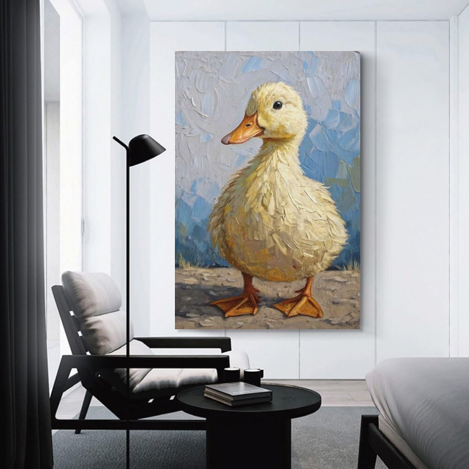 Junmoney Home Decor Wall Art Adorable Yellow Duckling Painting, 12x18inch(30x45cm), for Workspace Walls, Study Corners Or Bedrooms, A Smart Decor Choice for Study Walls
