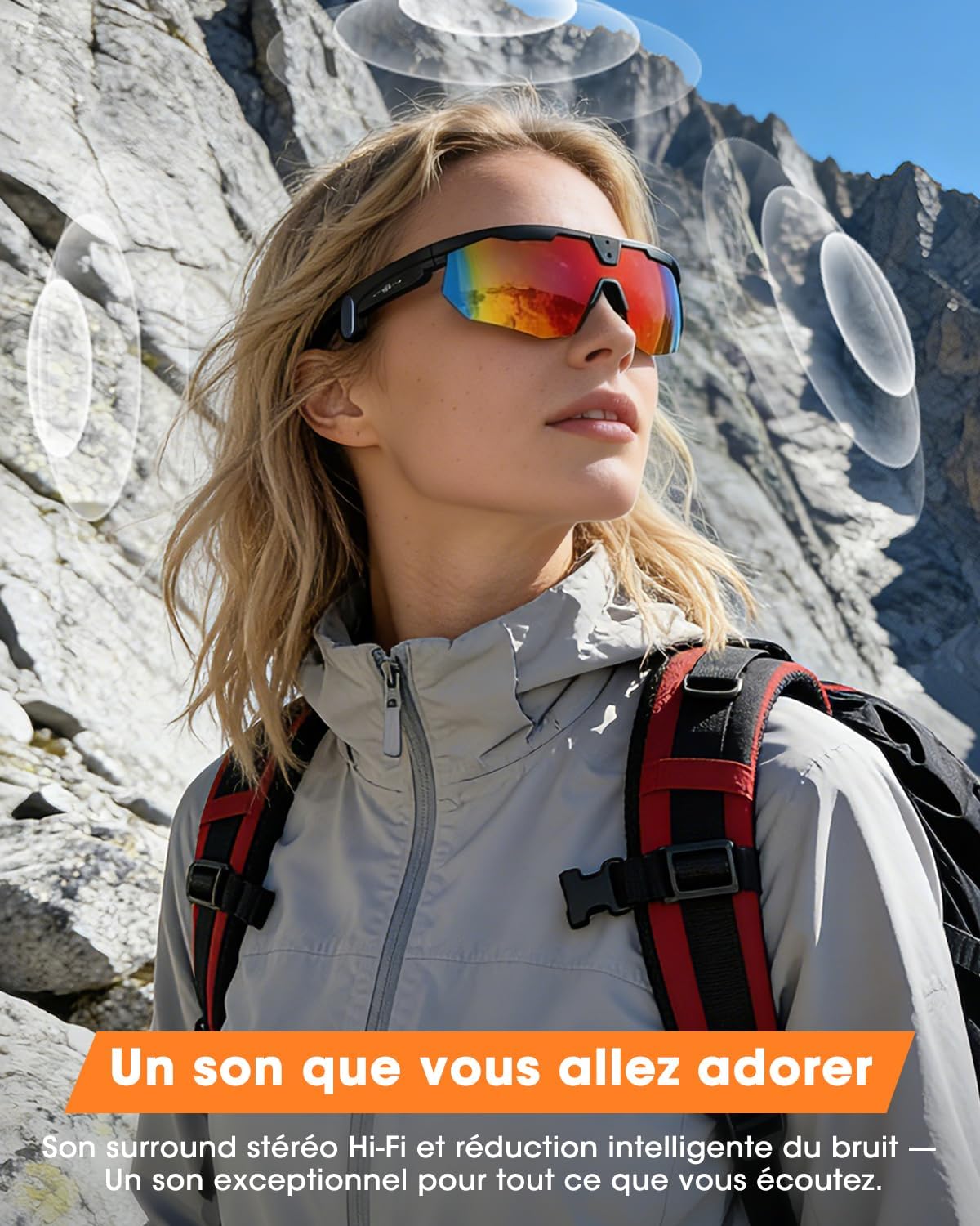 Mingtawn Smart Glasses mit 4K HD Anti-Shake Kamera & 3D Stereo Lautsprechern | Polariserte UV400 Sportsonnenbrille | Bluetooth KI-Brille für Outdoor-Videos, Fotos & Musik | HiFi Audio Action-Kamera