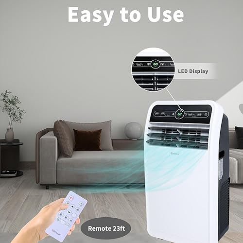 Vista 20 de Shinco 8,000 BTU aire acondicionado portátil con función de deshumidificador incorporada, modo ventilador, unidad de CA silenciosa que enfría