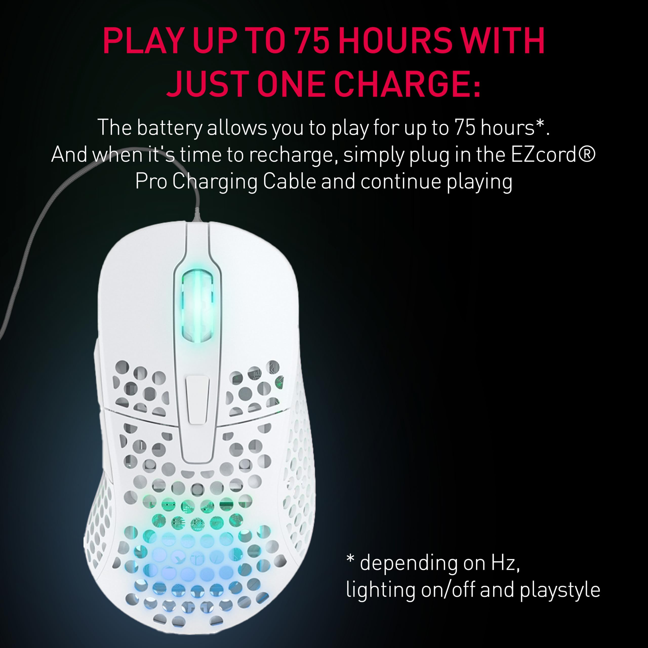 Xtrfy M4 Wireless, mysz do gier, zoptymalizowana pod kątem e-sportu, bezprzewodowa 2,4 GHz, oświetlenie RGB, ergonomiczna mysz dla praworęcznych z możliwością dostosowania, ładowalna, Biały