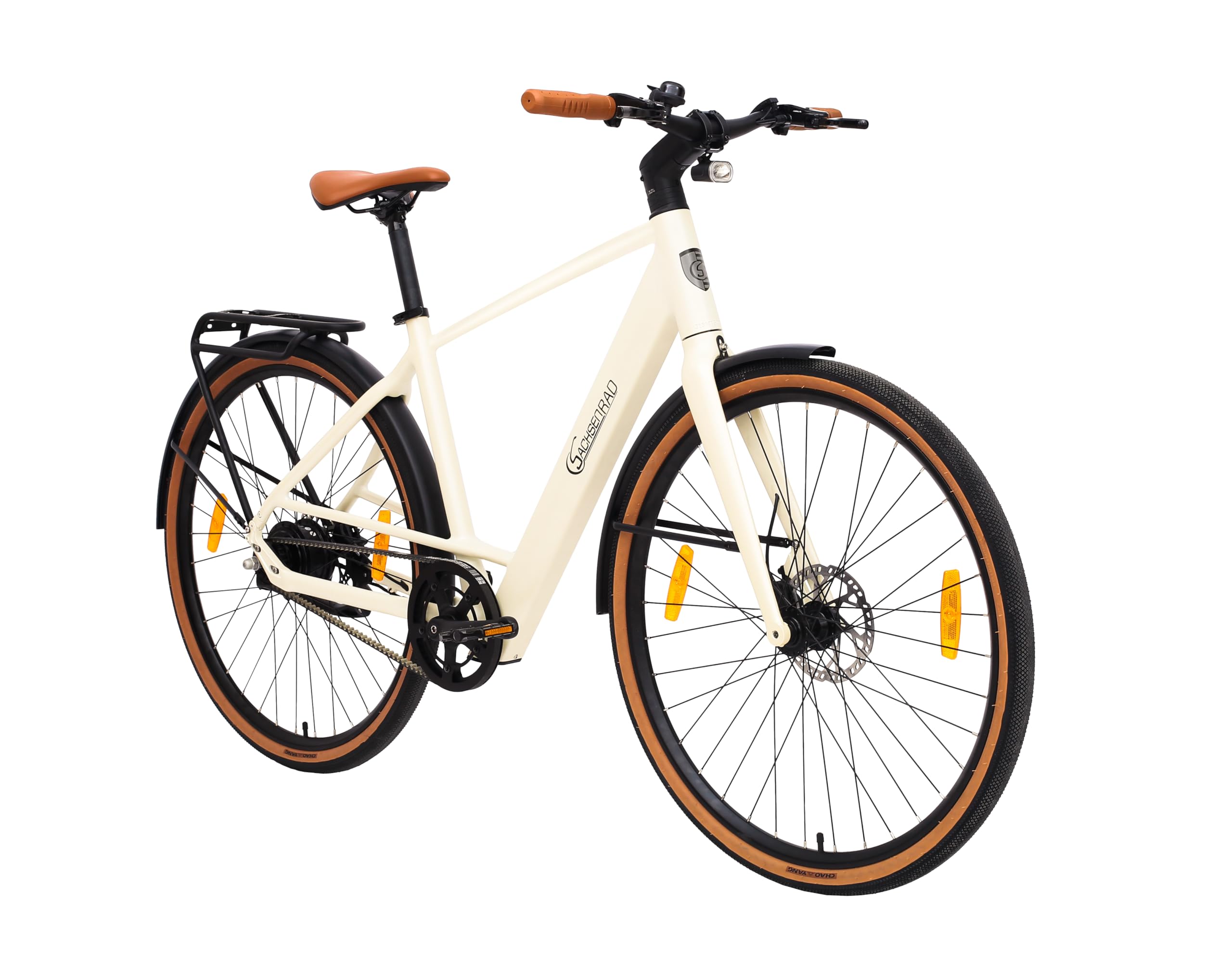 Urban City Vélo électrique C3M Mamorweiss avec capteur de couple d'entraînement par courroie, ultra léger seulement 16 kg, guidon de vélo de ville 27,5" entièrement intégré, écran LCD