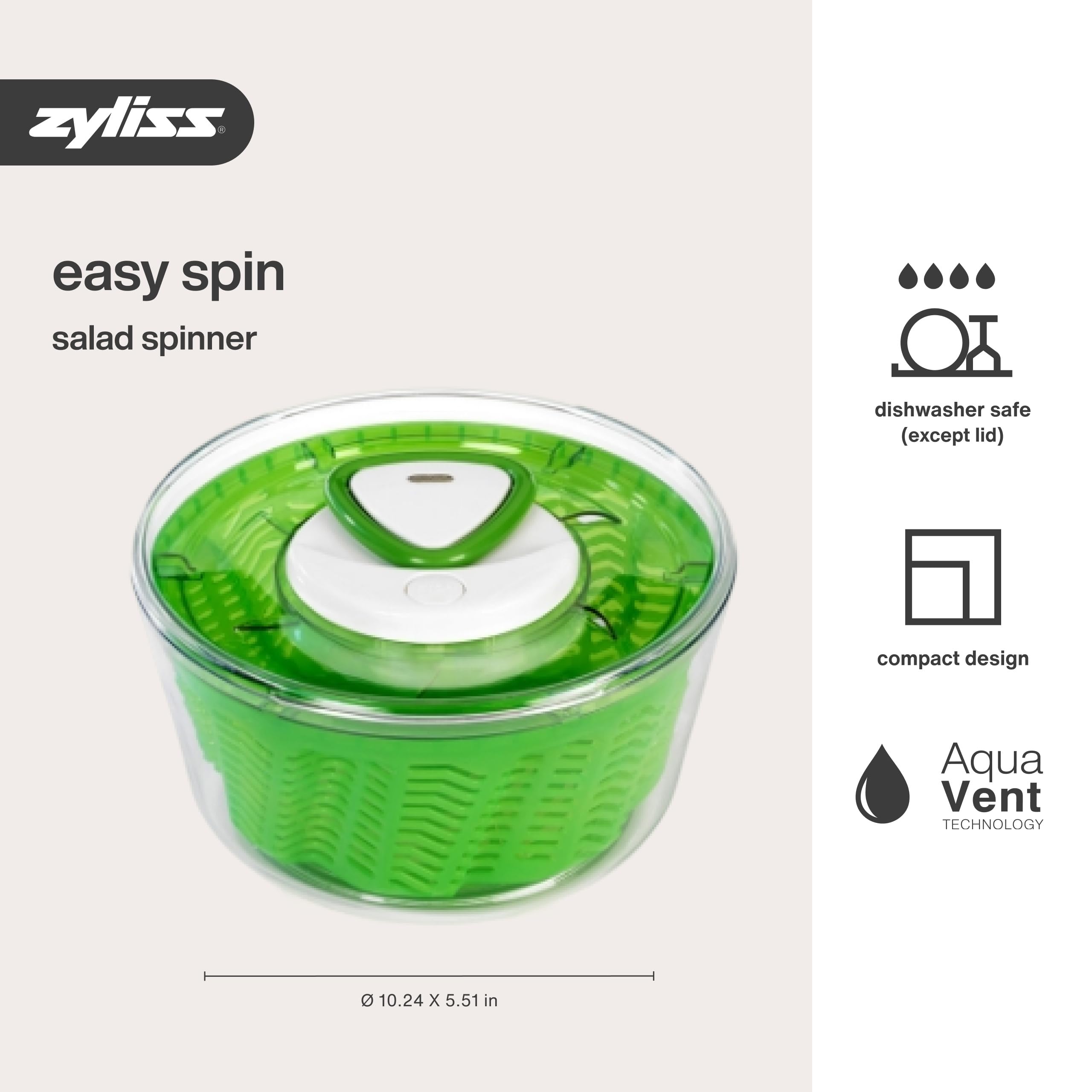 Amazon.com: Zyliss Easy Spin 2 AquaVent Large Salad Spinner