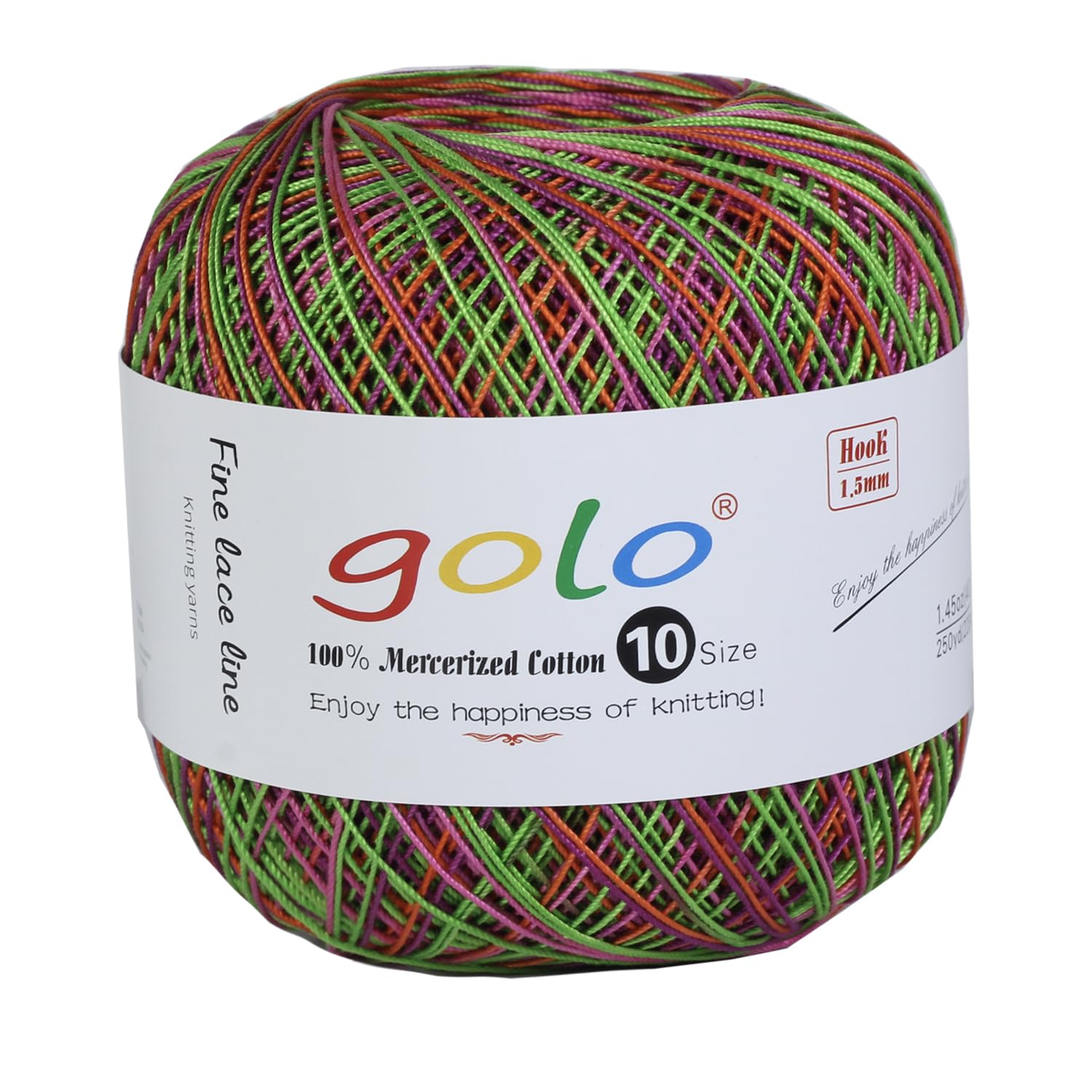 golo Crochet Thread Size 10 Crochet Yarn for Hand Knitting Rainbow Yarn D177 — image 1