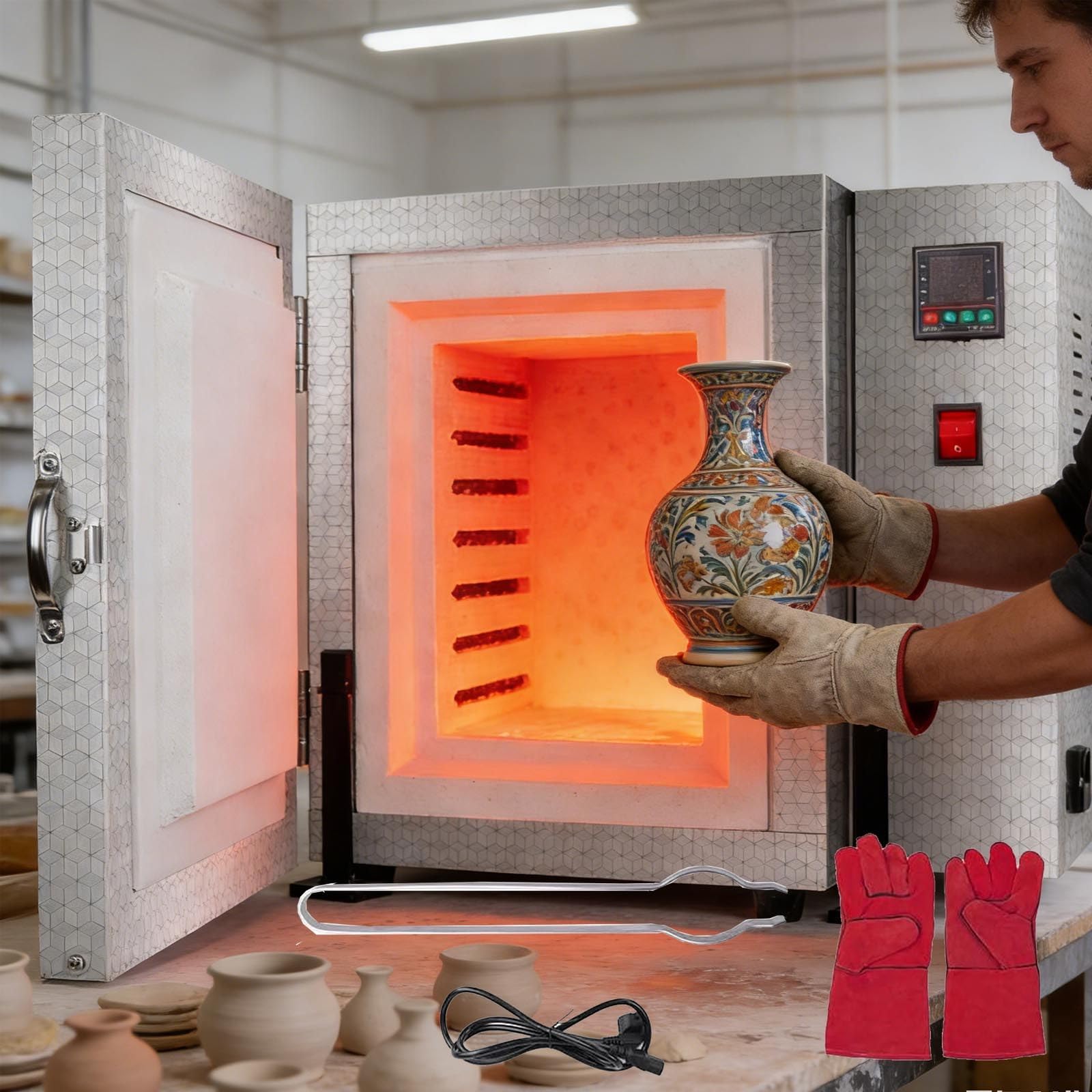 Schmelzofen Schmuckgussofen 2026 Neu,Goldschmelzofen Tisch-Ausbrennofen 1500w, Segmentierte Temperaturregelung, Ausbrennofen - Inklusive Handschuhe Und Zange