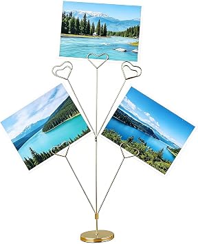 1 PCS Table Number Holders with 5 Love Shape Heads, Table Card Holders, Place Card Holder, Wire Picture Holder, Photo Holder for Party, Birthday, Centerpieces, Wedding