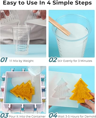 Miniatura 3 de Nicpro Kit de fabricación de moldes de silicona de 170 onzas, goma de silicona líquida platino 15A, relación de mezcla de moldes de silicona