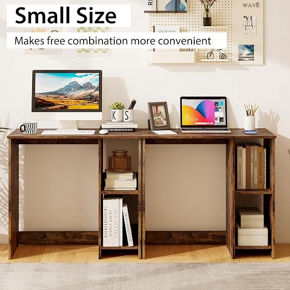 COSTWAY Small Compact Computer Study Desk (Brown, 80 x 40 x 74cm)