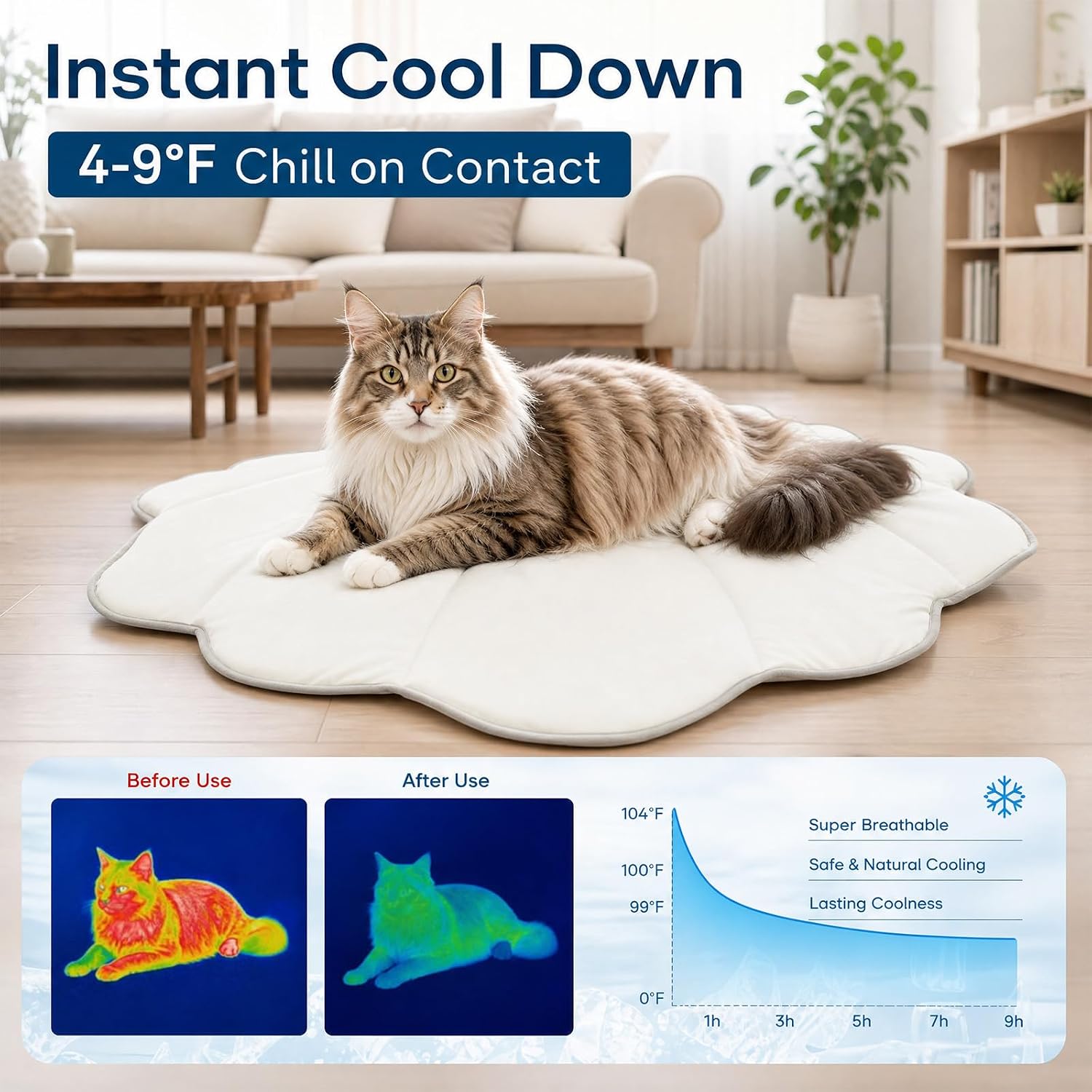 Dog Cooling Mat, Washable Pet Cooling Mat, 24" x 27" Thick & Durable Large Cooling Mat for Dogs, Portable Foldable Premium Cooling Pad for Indoor, Outdoor, Travel, Camping, Patio and Beach