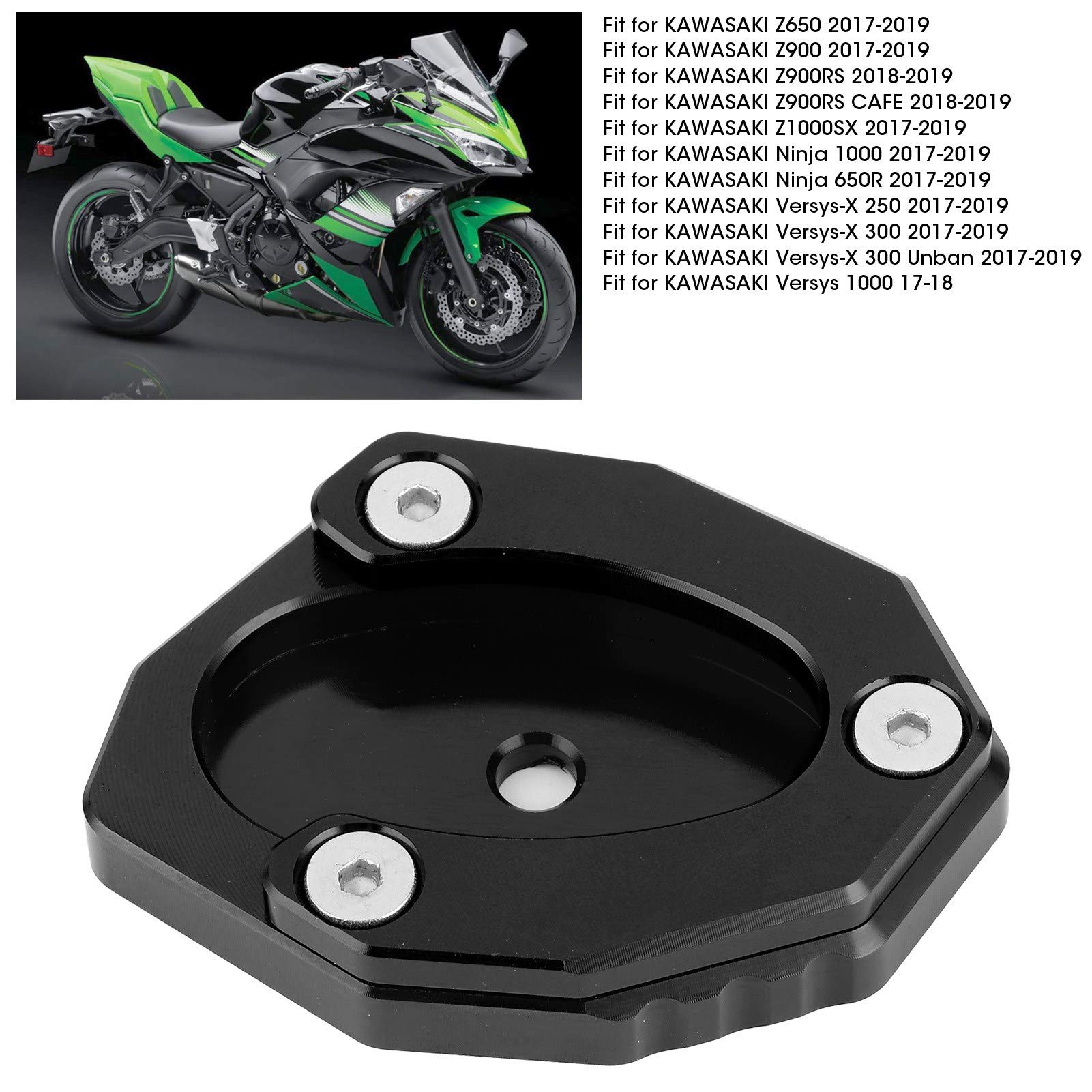 Piastra Ingranditore Estensione Cavalletto Laterale Moto Accessori per Kawasaki ER6N ER6F Z800 Z650 Z900 RS Z800 Z1000 Z1000SX NUOVO Ninja 300 650 ninja1000sx ZX6R ZX10R 2017-2023 2024 2025 (Verde