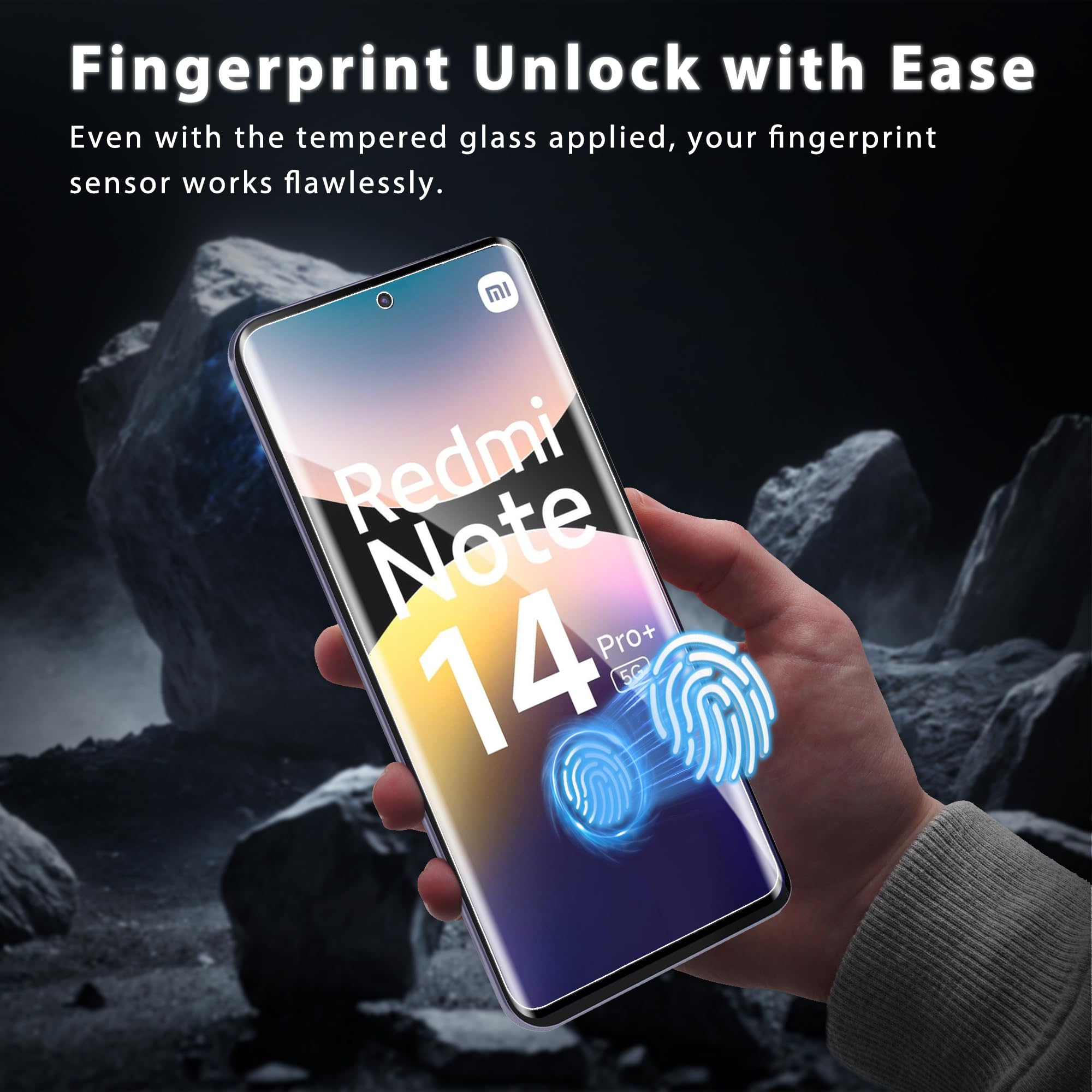 2 Pièce Verre Trempé pour Xiaomi Redmi Note 14 Pro Plus / 14 Pro+ 5G, 2 Pièce Caméra Protection, Déverrouillage d'empreintes digitales, 9H Dureté, Ultra HD, Protection pour Redmi Note 14 Pro Plus 5G