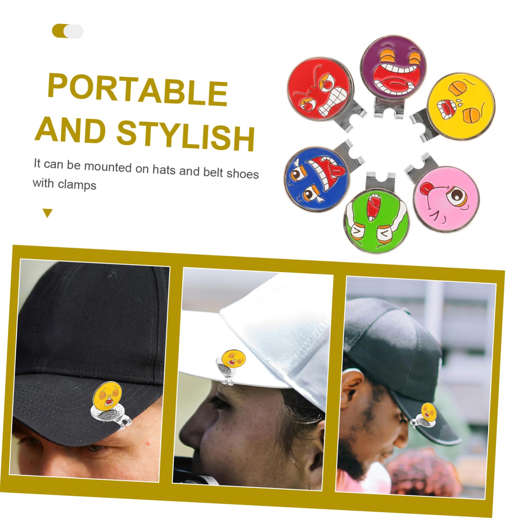 Marcador de Bola de Aleación, Accesorios Portátiles y Fáciles de Instalar 6 Pinzas para Gorra de Golf Delicadas y Creativas Paquete de 6 Piezas para Terreno de Golf