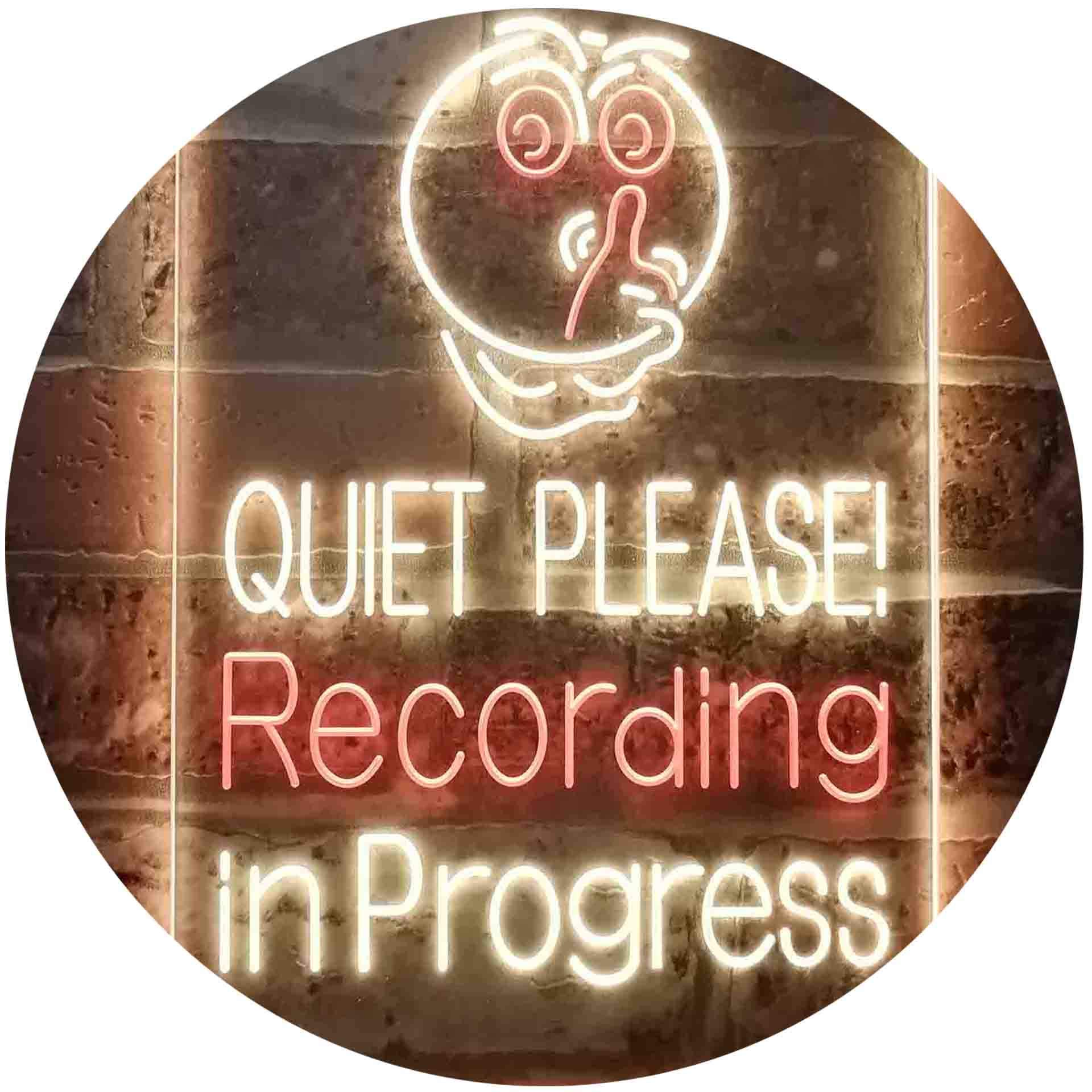 ADVPRO Quiet Please Recording In Progress Studio Dual Color LED Neon Sign Red & Yellow 210 x 300mm st6s23-i3580-ry