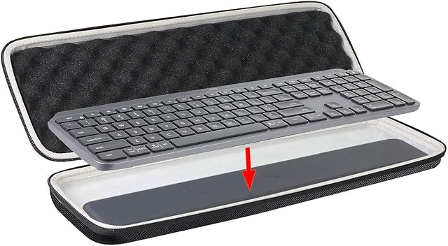 Khanka Hard Travel Case for Logitech MX Keys/MX Keys Plus Advanced Wireless Illuminated Keyboard and Detachable Palm Rest.(case only)