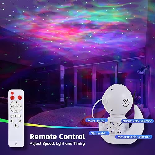Miniatura 6 de OIOENDGSS Space Buddy Galaxy Projector, Astronaut Nebula Projector, Ceiling Star Projector for Kids, Crescent Moon LED Night Light, with Remote,