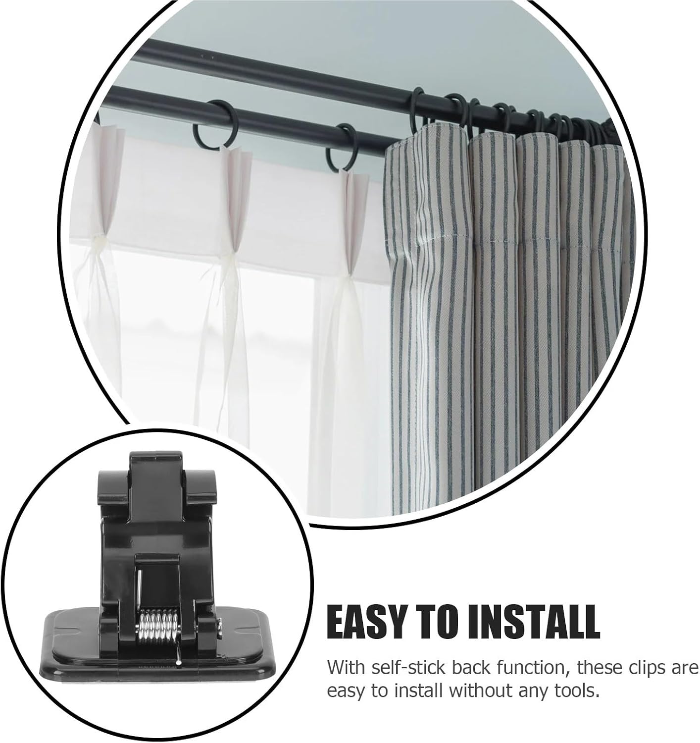 Curtain Rod Bracket 20Pcs Hanging Rod Clip Towel Bar Curtain Pole Holders Fixing Adhesive Bracket Clamp Hook for Hardware Replacement