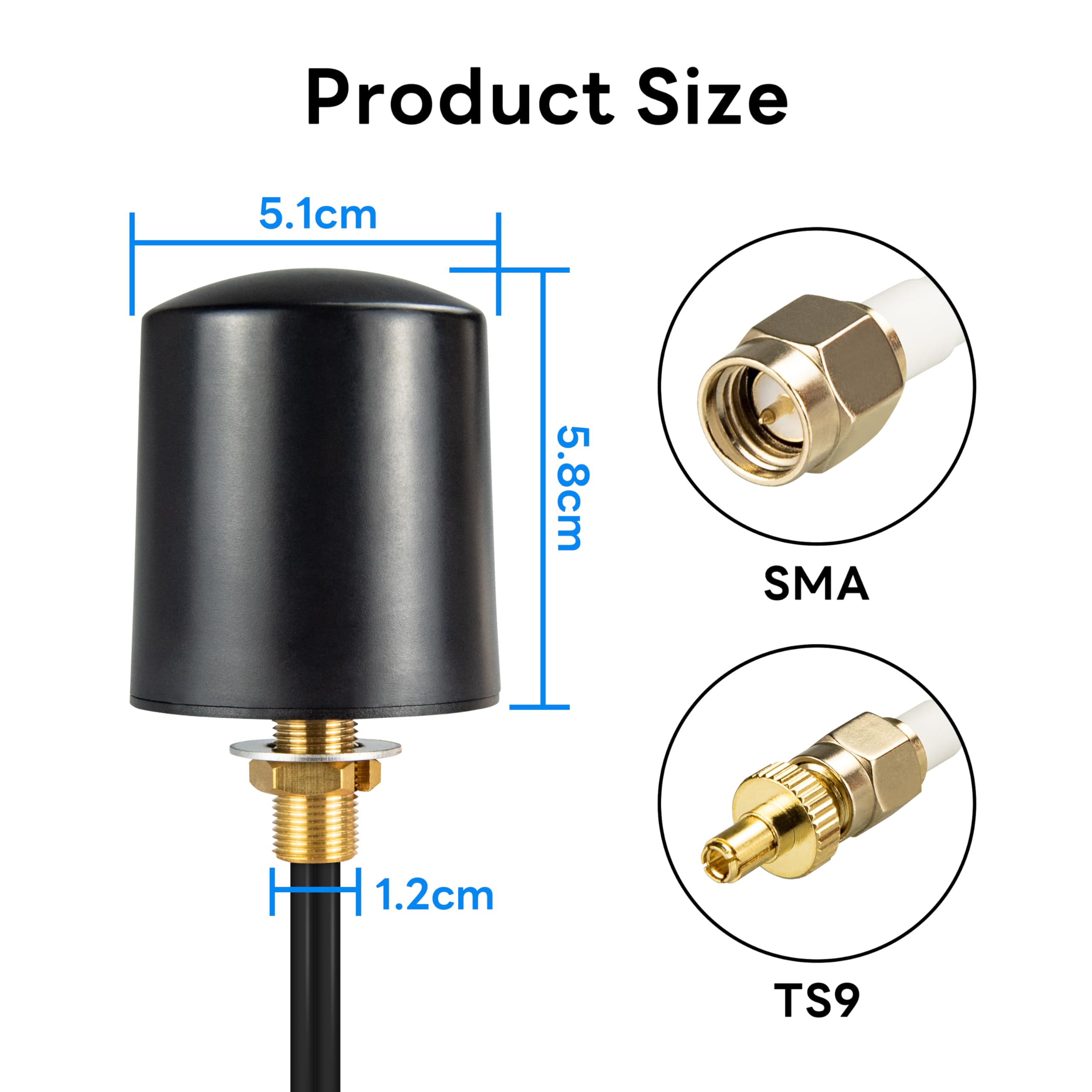 Antenna esterna 5G 4G LTE MIMO 698-6000 MHz Antenna omnidirezionale a banda larga 5dBi Antenna ad alto guadagno con doppio cavo BMR100 da 5 m SMA TS9 Adattatore per router Huawei Netgear