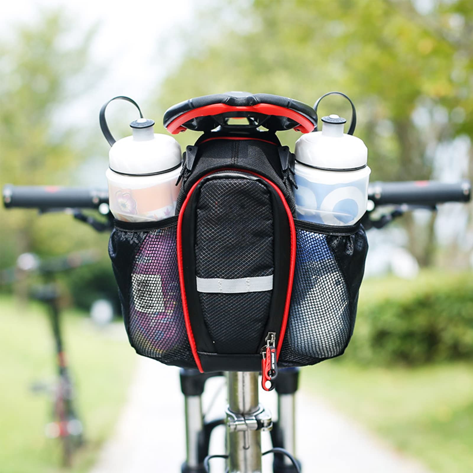 Fahrrad-Frontrahmentasche mit Großer Kapazität Abnehmbarer Isolierter Fahrradlenker mit 2 Wasserflaschentaschen (Flasche Nicht Im Lieferumfang Enthalten),Gray