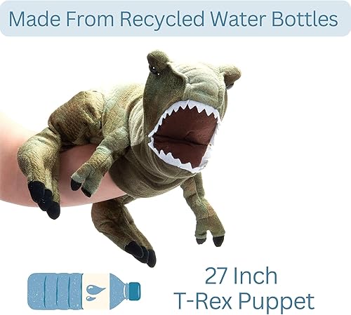 Miniatura 3 de The Petting Zoo T-Rex - Marioneta de peluche de mano, regalos para niños, animales títeres, zoologee de dinosaurio interactivo, juguete de peluche