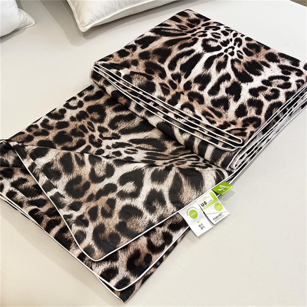 Chickwin Trapuntino Estivo Copriletto Matrimoniale Singolo, Freschezza Reversibile Leggero Coperta Primaverile Autunnale Trapunta Lavabile Cotone Trapuntato Coperta Letto (Leopardo,180x200cm)