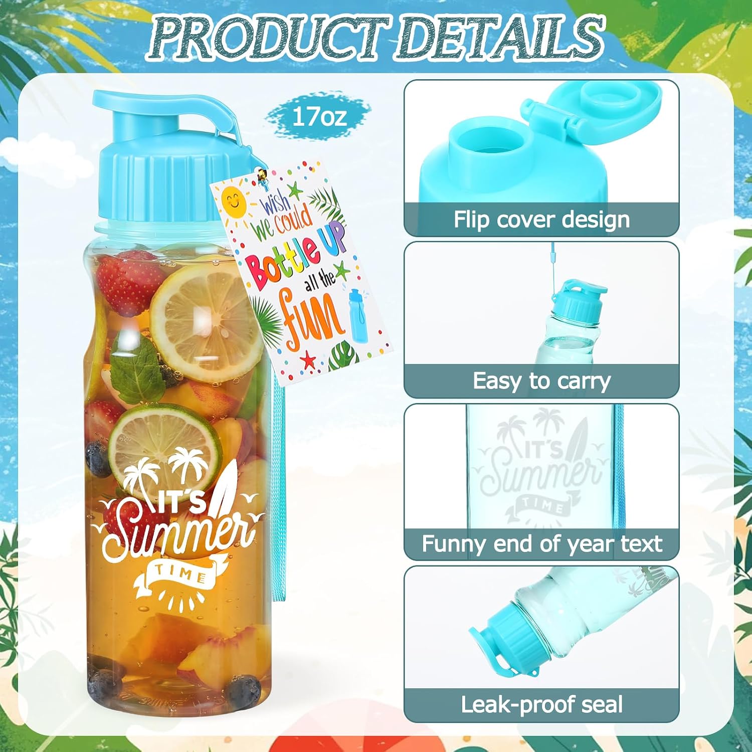 48 Pcs Water Bottles Bulk for Students with Cards End of The Year Gifts 17 oz Summer Graduation Water Bottle Gifts from Teacher for School Classroom Prizes Goodie Bag Summer Pool Party Favors image 3