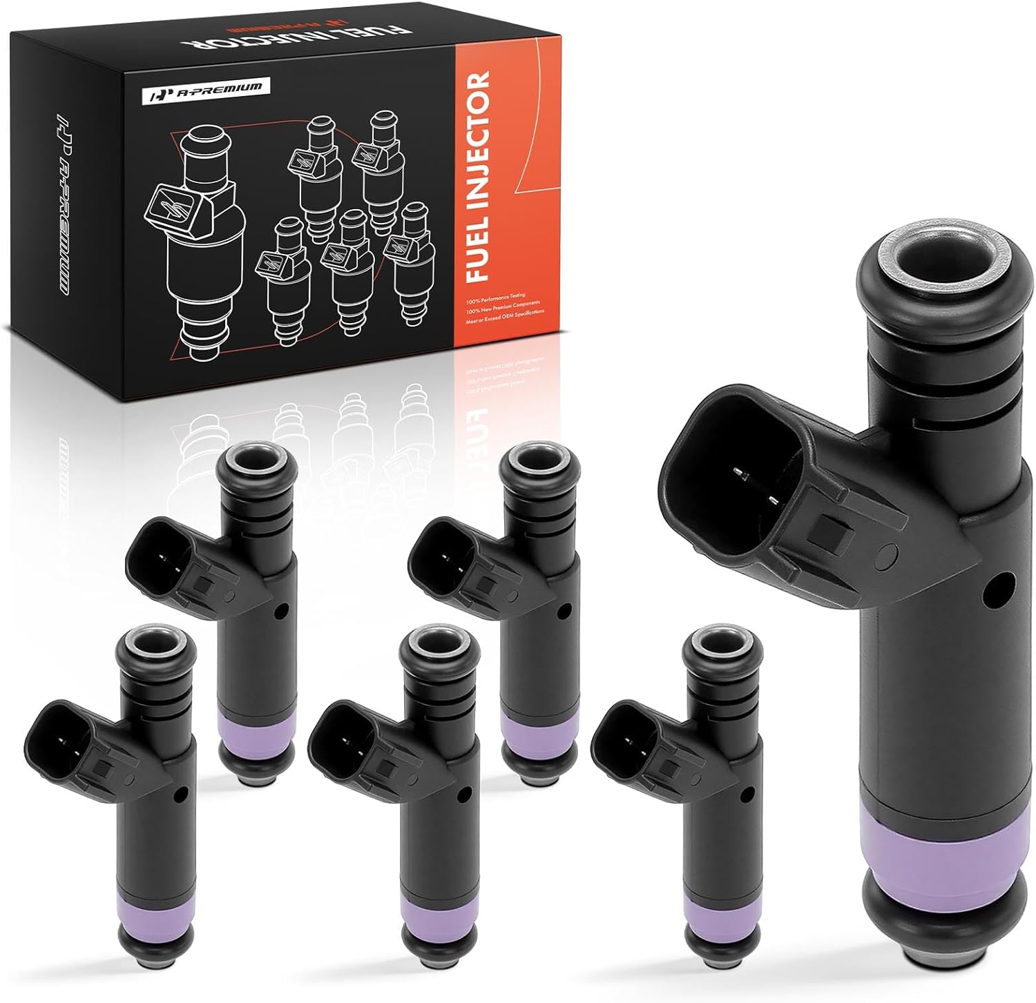 A-Premium Fuel Injectors Set of 6 Compatible with Mazda Tribute 2005 2006 2008 3.0L, Gas, Replace# AJTT13250, AJC813250A