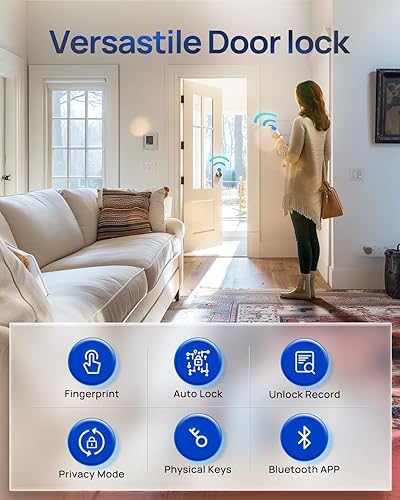 Miniatura 3 de Perilla de puerta inteligente 3 en 1 con huella dactilar, bloqueo inteligente, control de aplicación, entrada tipo C, carga de emergencia, bloqueo