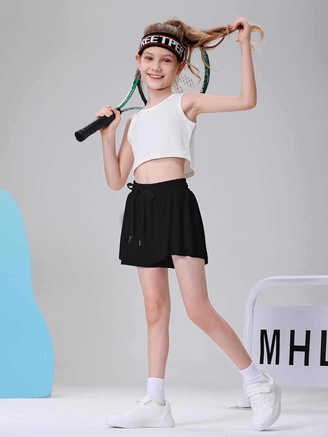 DIPUG Girls Butterfly Shorts with Pocket 2-in-1 Flowy Athletic Skots for Tennis Running Dance 5-16 - Image 3