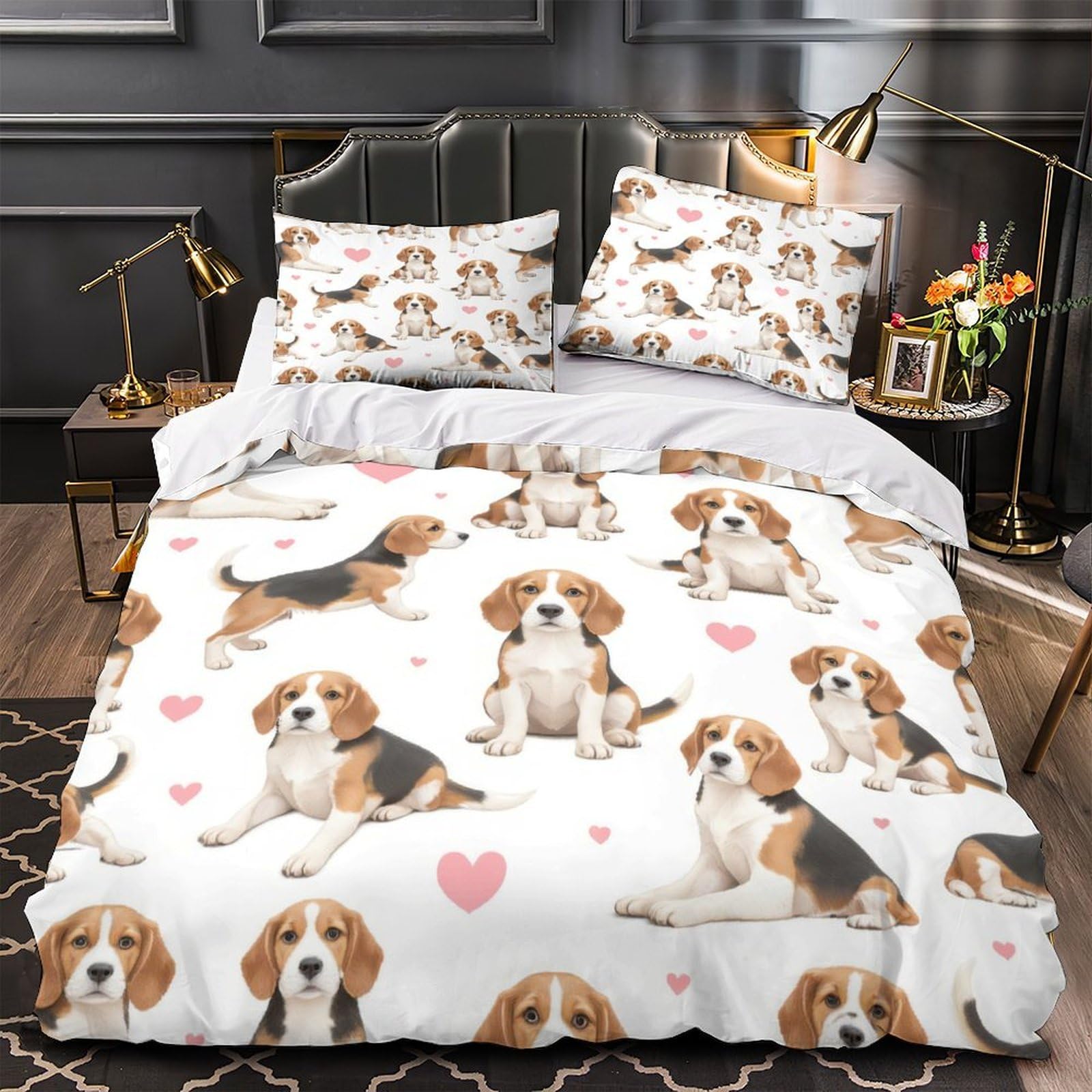Housse de couette beagle hypoallergénique et ultra douce 3D