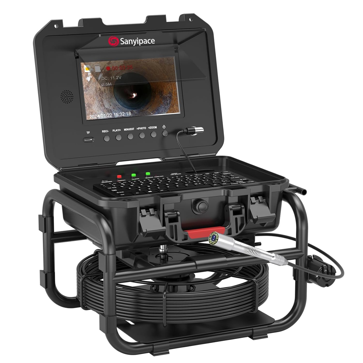 Telecamera per tubi di drenaggio 40M, ispezione fognaria con localizzatore, autolivellante, trasmettitore 512Hz, impermeabile IP68, telecamera endoscopica con 12 luci LED