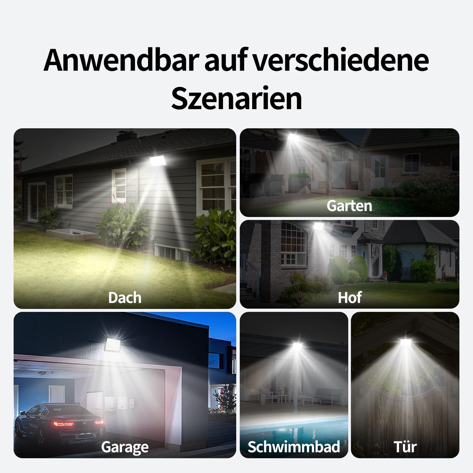 Foco LED Exterior 50W con Sensor de Movimiento, 5000LM Super Brillo Focos LED Exterior IP65 Impermeable, Blanco Frío 6500K Proyector Floodlight,Perfectas para Casa, Garaje, Patio, Jardín, 2 piezas