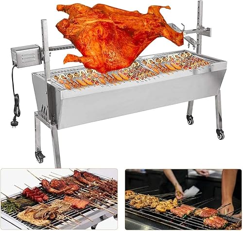 SOSSEG Parrilla de barbacoa al aire libre Asador Asador Kit de asador de acero inoxidable de 15 W al aire libre parrilla automática al aire libre