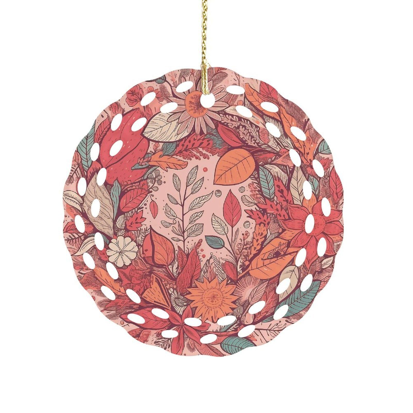 Fekiloot Women's Style Garland And Leaves Ceramic Ornaments 3 Inch Round,Holiday Keepsake For ,Girls,Pet Owners,Hanging Ornament Gifts Idea For Home