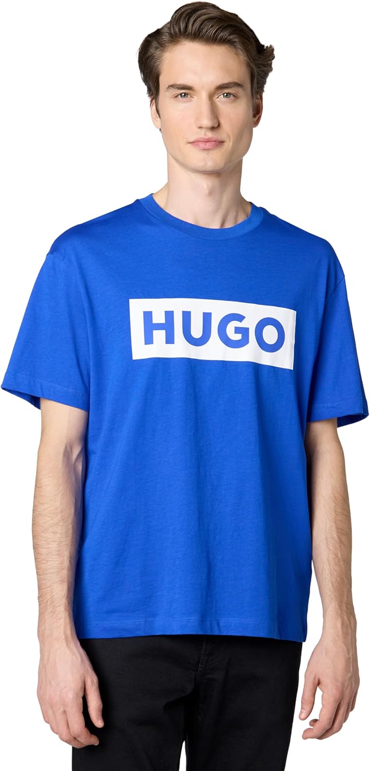 Hugo Mens Logo Stripe Cotton Crew Neck T-Shirt