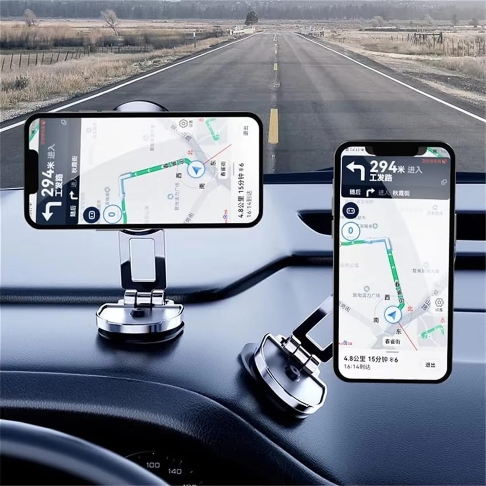 Per Huawei Universale 360 Rotazione Metallo Magnetico Auto Telefono Supporto Magnetico Pieghevole Cellulare GPS Porta Cellulare Auto(Silvery)