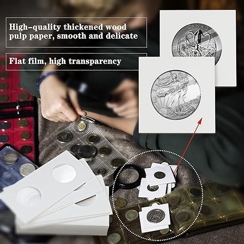 Miniatura 7 de 300 soportes para monedas de cartón, 6 tamaños de 2 x 2 pulgadas para suministros de colección de monedas