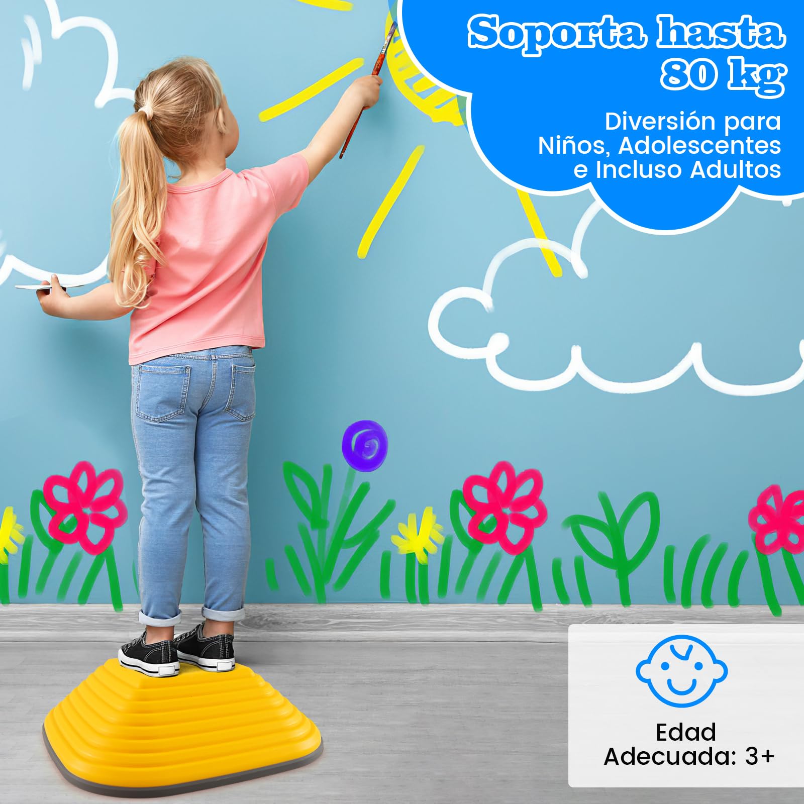 COSTWAY Piedras de Equilibrio para Niños, Juego de 11 Piezas de Equilibrio Apilables con Borde Completo Antideslizante para Niños, Juguetes Sensoriales para Guardería