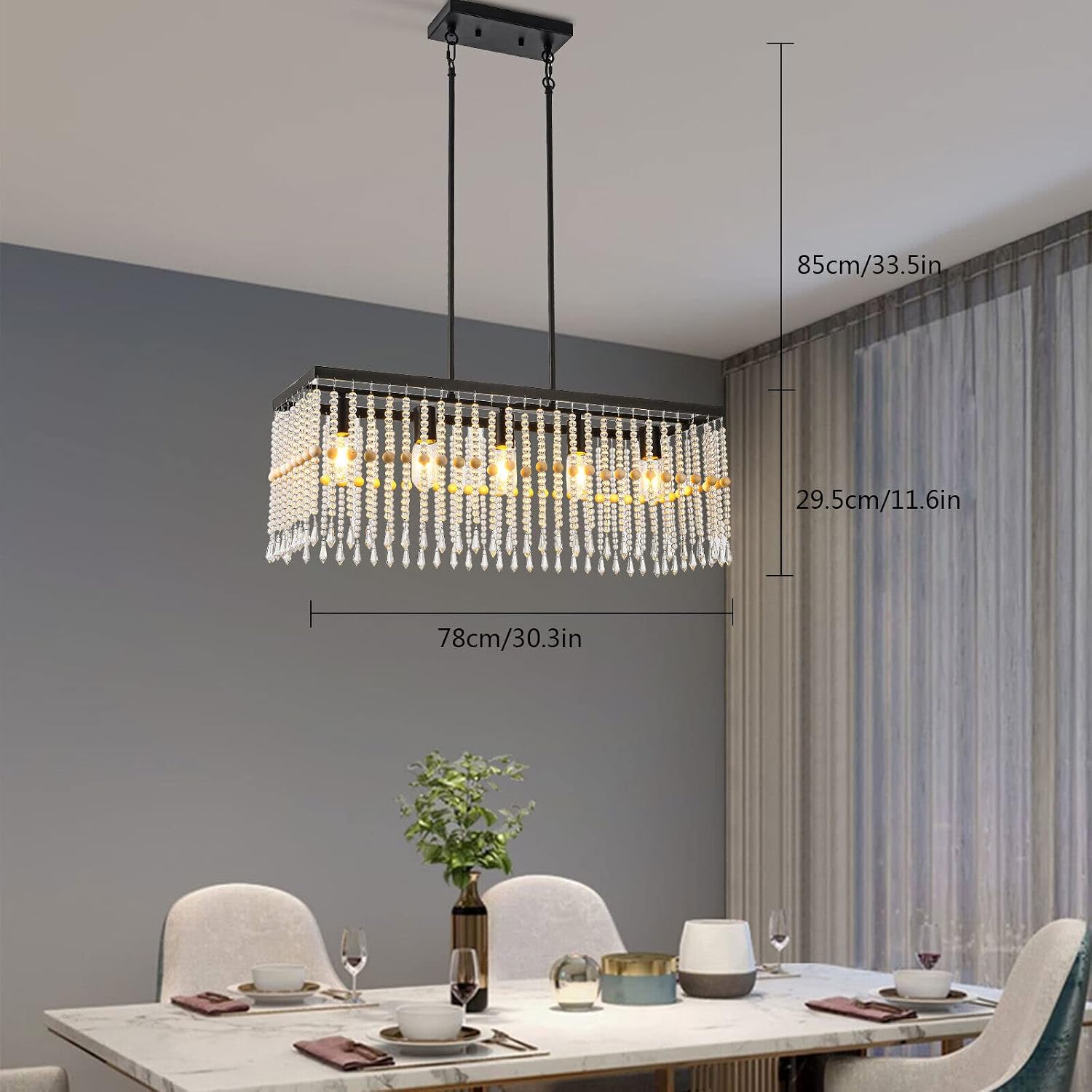 5-Light Pedant Lamp Modern Crystal Chandelier Elegant Ceiling Light Home Decor for Kitchen, Dining Room, Entryway, Stairway, Cafe, Club, Bar, Restaurant, Library