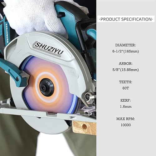 Miniatura 3 de 6-12" (165MM)-60T, hoja de sierra circular de trabajo de madera. corte ultrafino 116"(1.6mm), eje 58", revestimiento antiadherente, marco y