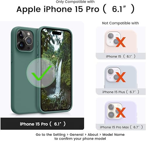 Miniatura 6 de OTOFLY Funda para iPhone 15 Pro, protección de grado militar, silicona a prueba de golpes, antihuellas dactilares y antideslizante, funda para