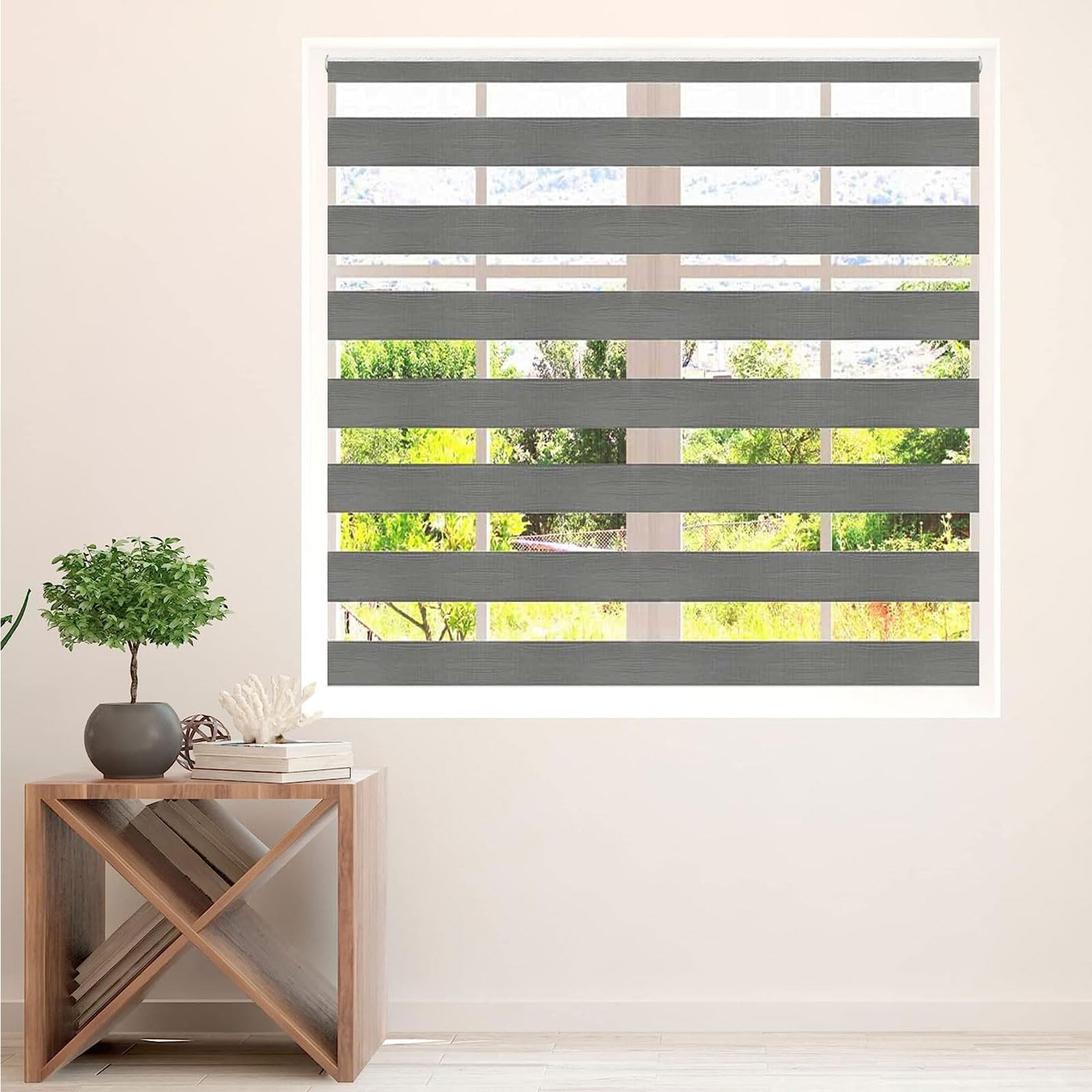 Doppelrollo Klemmfix Verdunkelung 40 x 300 cm Verdunkelung Sonnenschutz Verdunkelung Rollos Sichtschutz inkl. Zubehör für Fenster und Tür, Dunkelgrau