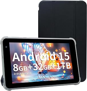 Android 15 Tablet, 5GHz WiFi, 8GB RAM,7 inch,with case,32GB ROM