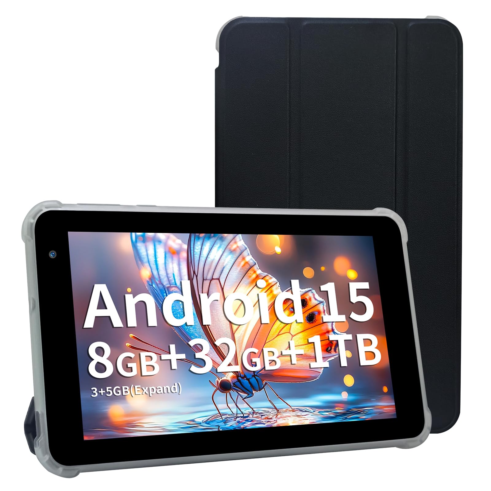 Android 15 Tablet, 5GHz WiFi, 8GB RAM,7 inch,with case,32GB ROM
