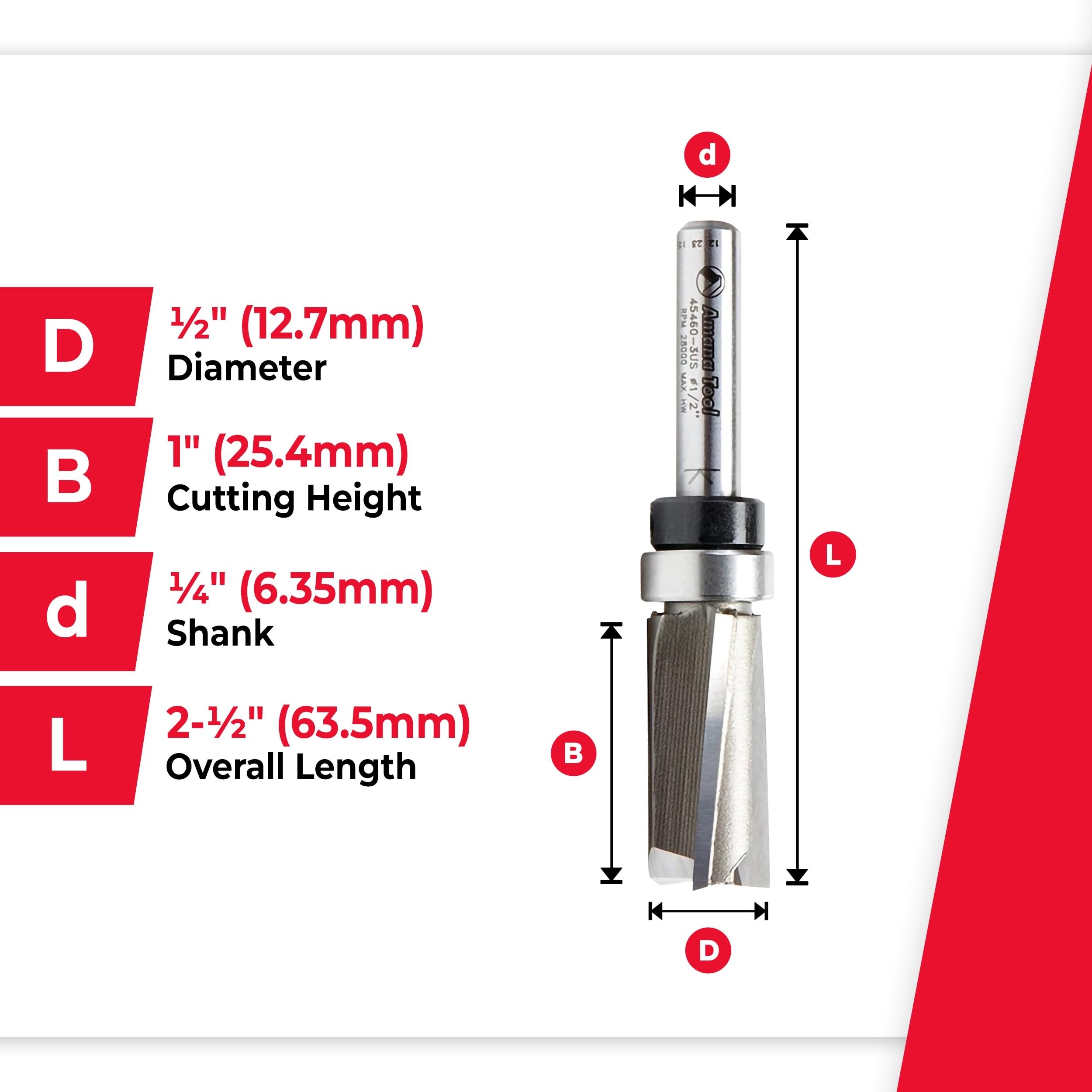 Amana Tool Up Shear Router Bit - Precision Template Routing -4