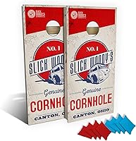 Vista 8 de Slick Woody's Tablas de Cornhole de Grado Profesional - Juego de Lanzamiento de Agujero de Maíz de Madera Maciza de 4' x 2' Reglamentario con Veta