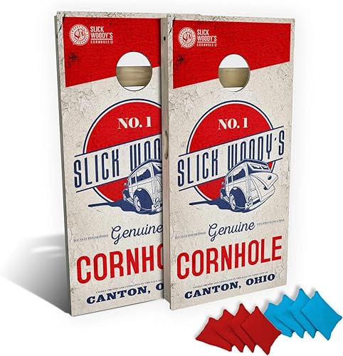 Miniatura 8 de Slick Woody's Tablas de Cornhole de Grado Profesional - Juego de Lanzamiento de Agujero de Maíz de Madera Maciza de 4' x 2' Reglamentario con Veta