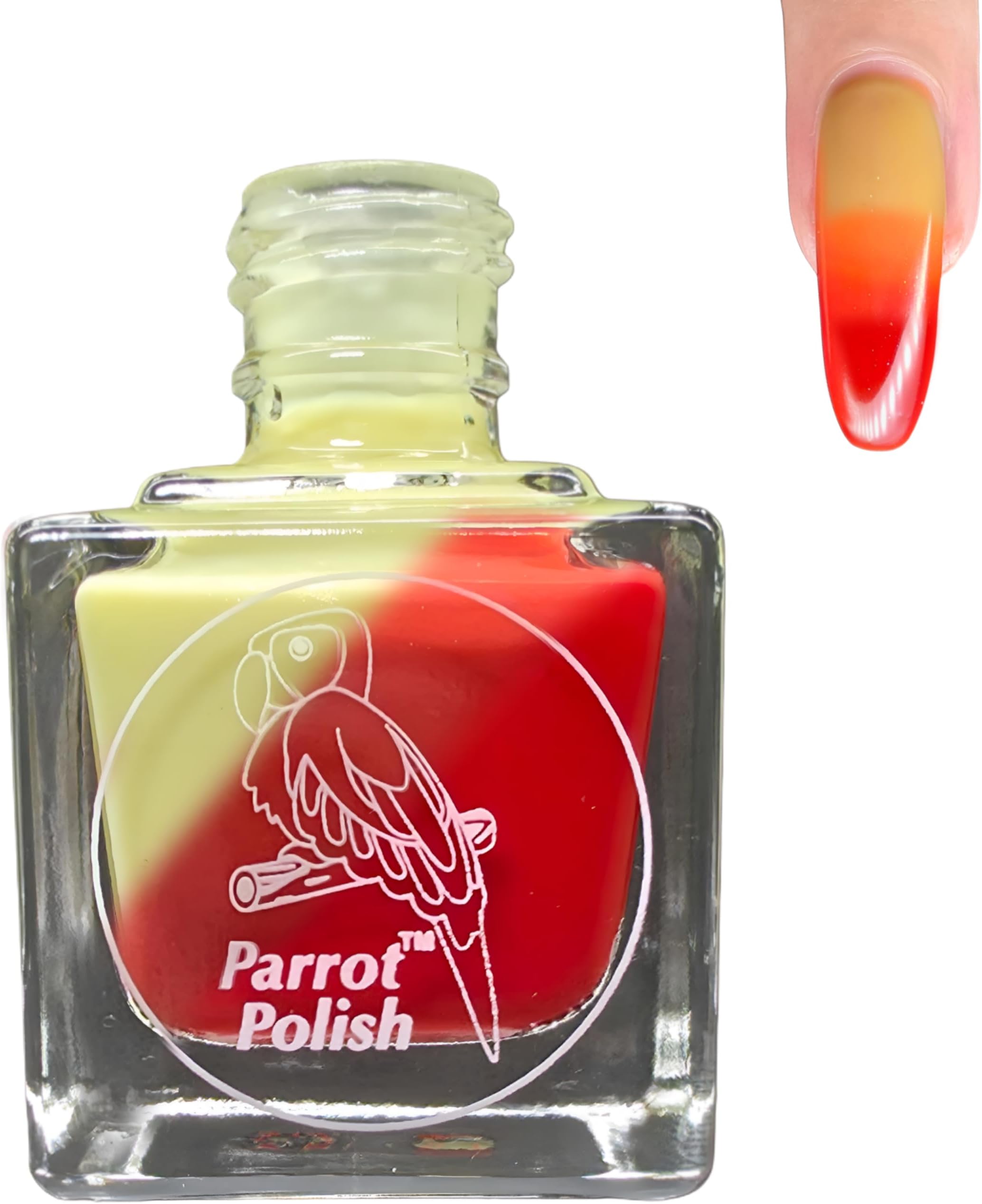 Parrot Polish Thermal Color Changing Nail Polish, Burgundy to Red to Yellow Quick Dry Lacquer, Temperature Change Nail Enamel, Fall Feelings, 0.5 Fl Oz
